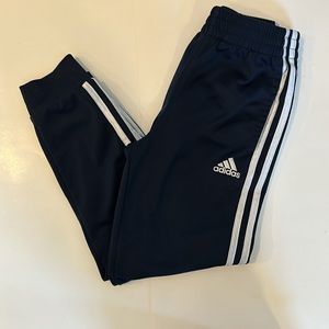 ADIDAS Boys’ jogger pants, navy with white Adidas side stripes, Youth M (10/12)